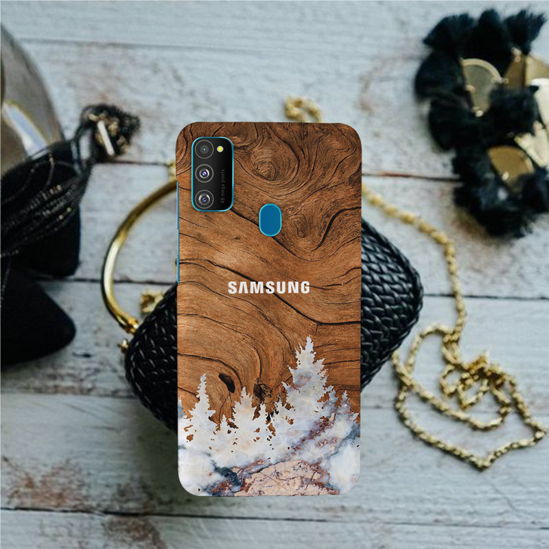 Wood Surface and Snowflakes Pattern Mobile Case Cover For Galaxy M30s