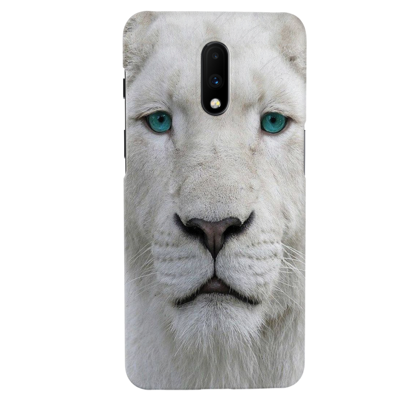 White Lion Portrait Pattern Mobile Case Cover For Oneplus 7