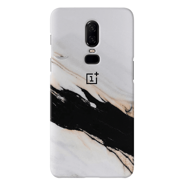 Black Patch White Marble Pattern Mobile Case Cover For Oneplus 6