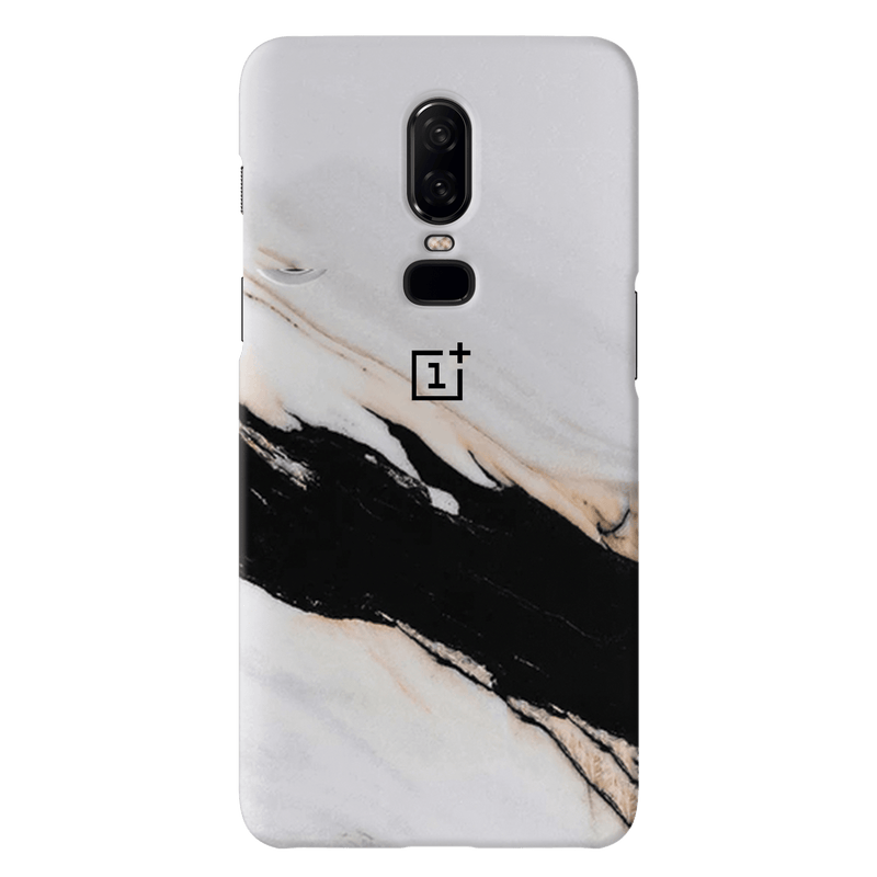 Black Patch White Marble Pattern Mobile Case Cover For Oneplus 6