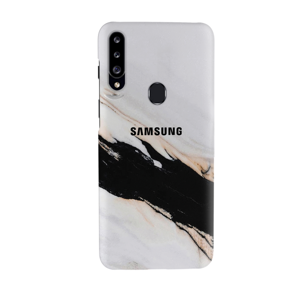 	Black Patch White Marble Pattern Mobile Case Cover For Galaxy A20S
