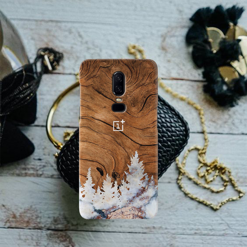 Wood Surface and Snowflakes Mobile Case Cover For Oneplus 6