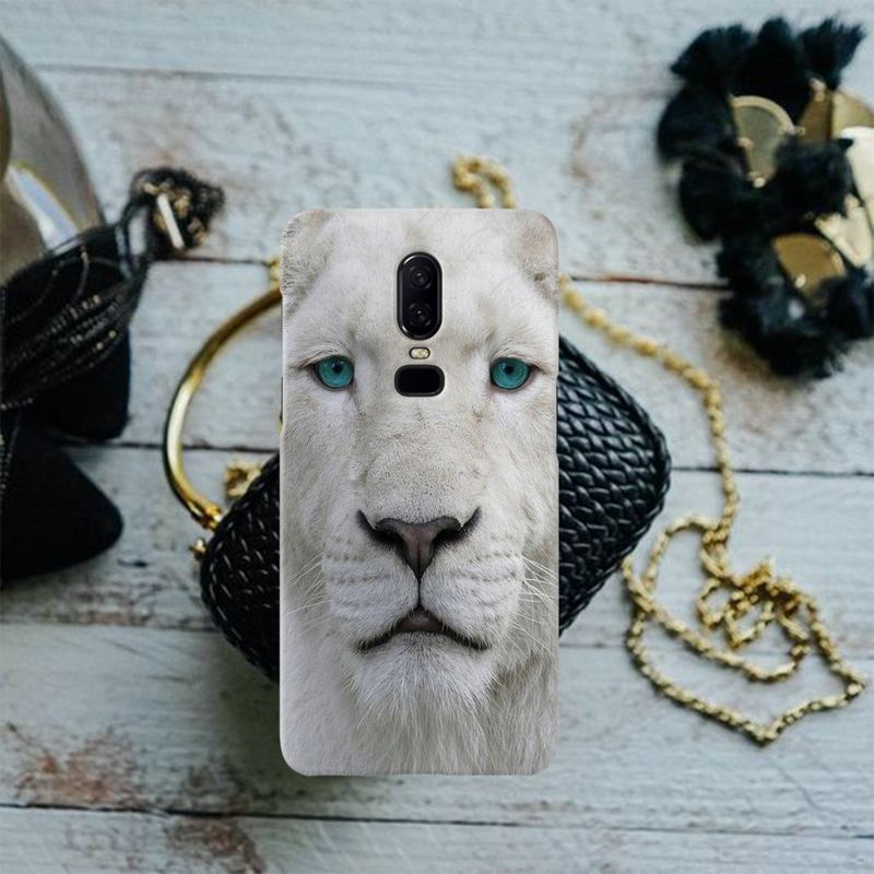White Lion Portrait Pattern Mobile Case Cover For Oneplus 6