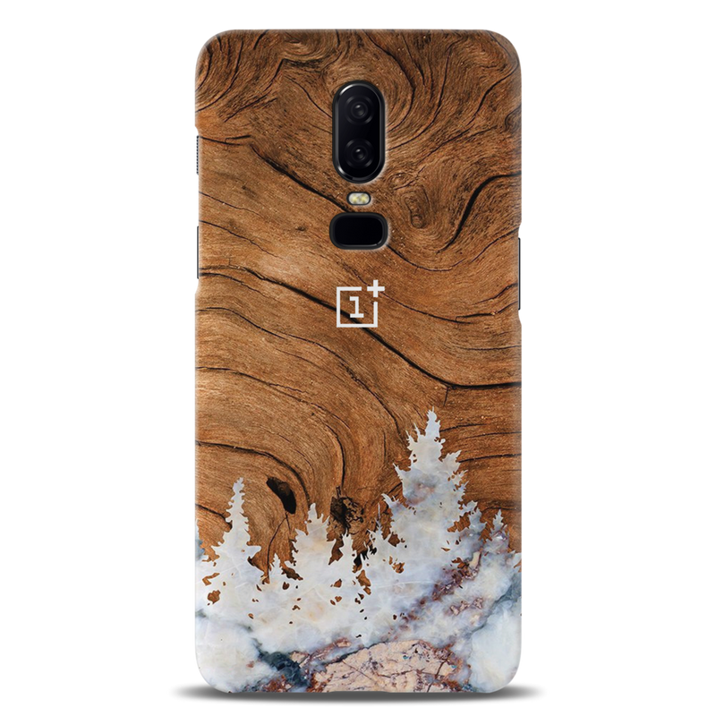 Wood Surface and Snowflakes Mobile Case Cover For Oneplus 6