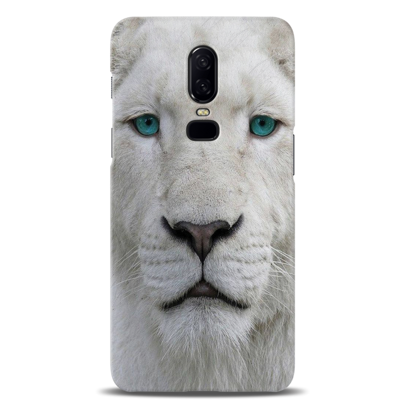 White Lion Portrait Pattern Mobile Case Cover For Oneplus 6