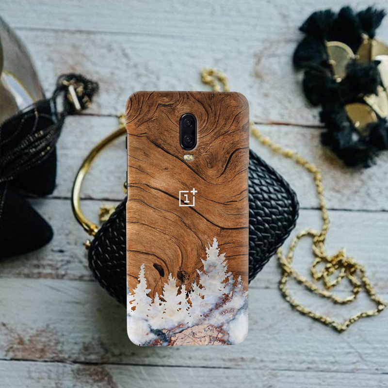 Wood Surface and Snowflakes Pattern Mobile Case Cover For Oneplus 6t