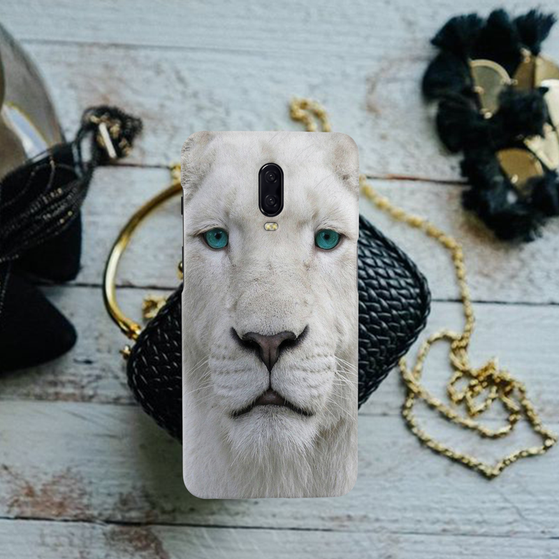 White Lion Portrait Pattern Mobile Case Cover For Oneplus 6t