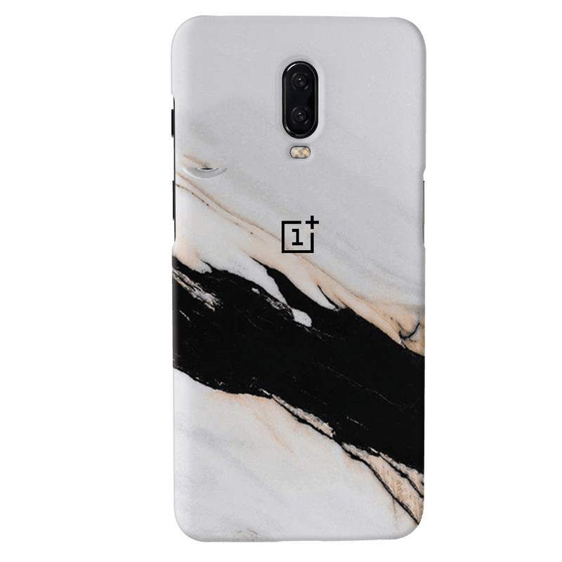 Black Patch White Marble Pattern Mobile Case Cover For Oneplus 6t