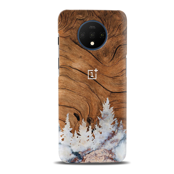 Wood Surface and Snowflakes Pattern Mobile Case Cover For Oneplus 7t