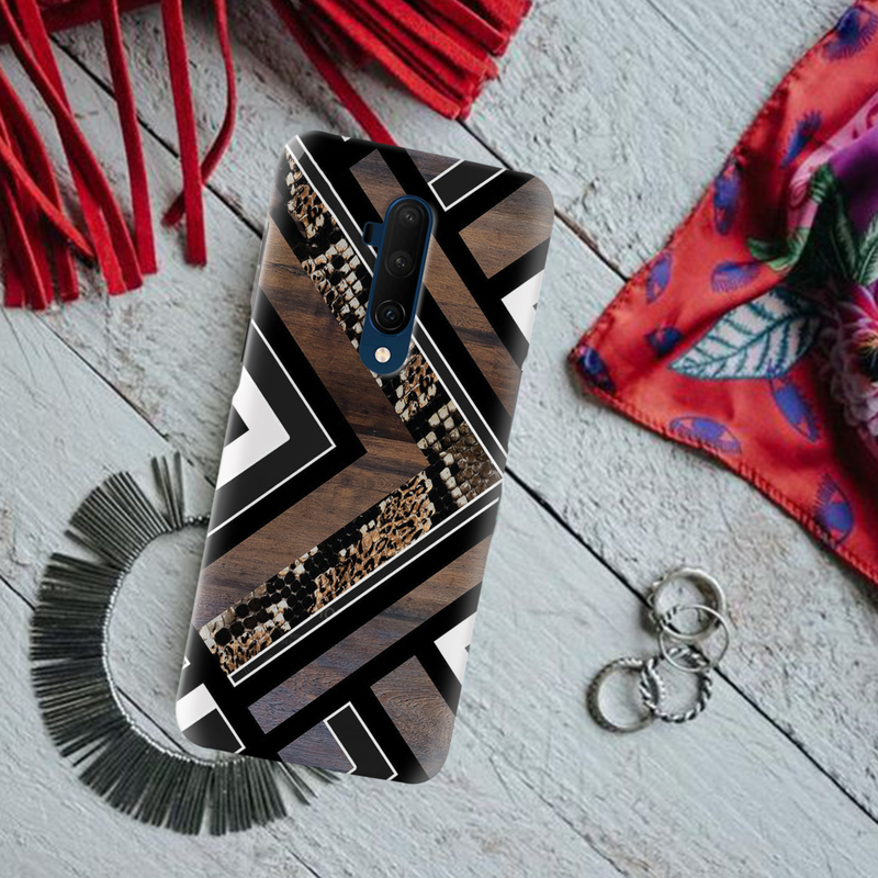 Carpet Pattern Black, White and Brown Pattern Mobile Case Cover For Oneplus 7t Pro