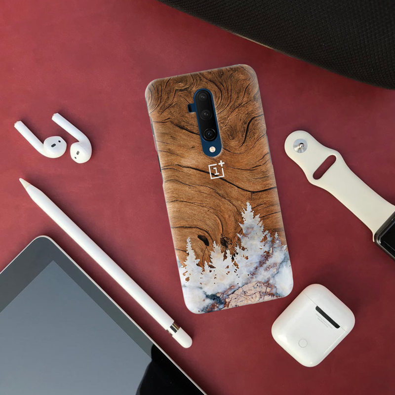 Wood Surface and Snowflakes Pattern Mobile Case Cover For Oneplus 7t Pro