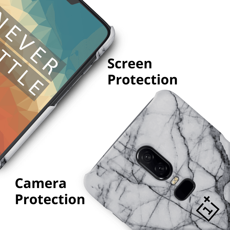 Light Grey Marble Pattern Mobile Case Cover For Oneplus 6