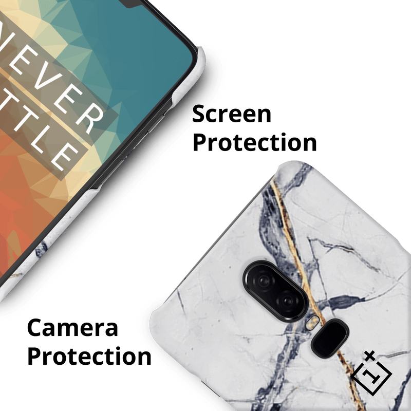 White Marble Pattern Mobile Case Cover For Oneplus 6