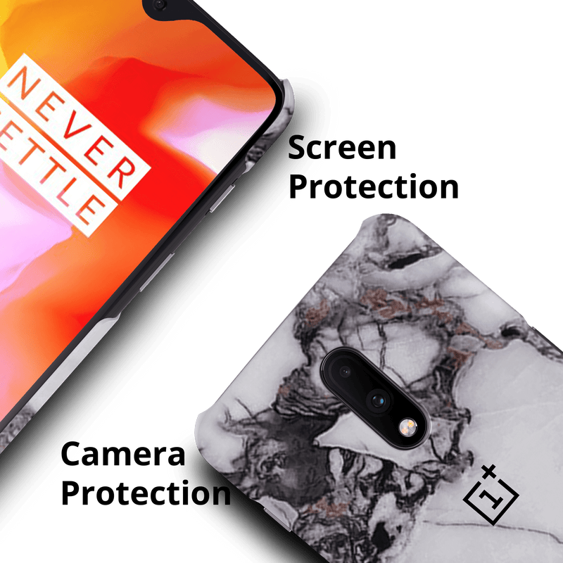 White & Black Marble Pattern Mobile Case Cover For Oneplus 7