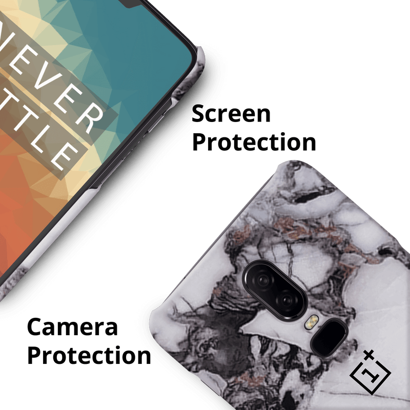 White & Black Marble Pattern Mobile Case Cover For Oneplus 6