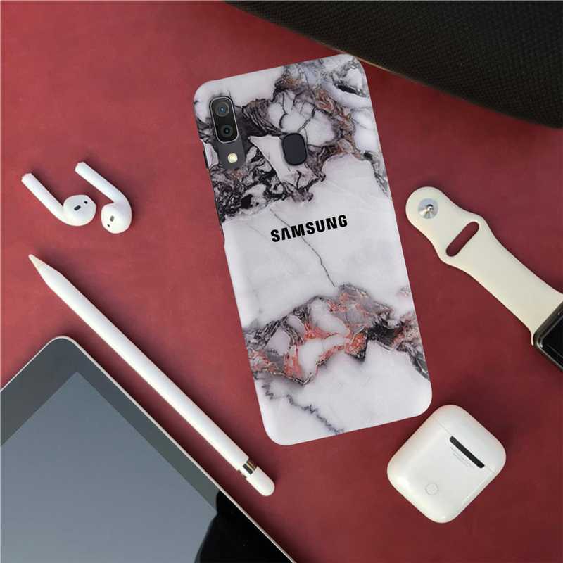 White & Black Marble Pattern Mobile Case Cover For Galaxy A30