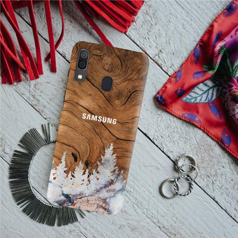 Wood Surface and Snowflakes Pattern Mobile Case Cover For Galaxy A30