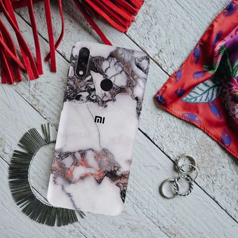 White & Black Marble Pattern Mobile Case Cover For Redmi Note 7 Pro