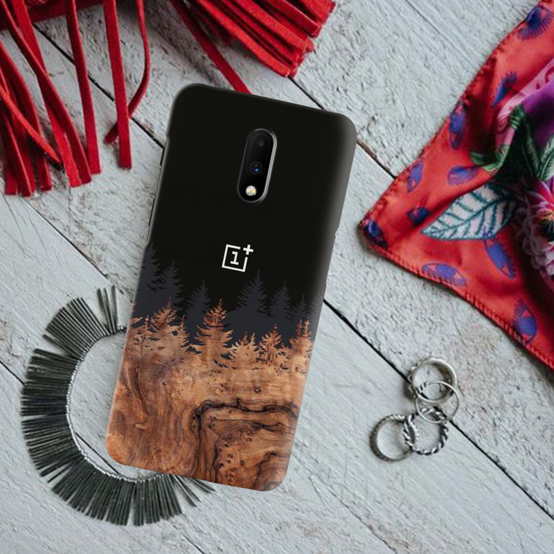 Wood Pattern With Snowflakes Pattern Mobile Case Cover For Oneplus 7
