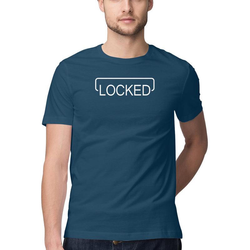 Locked Printed Round Neck Men Tshirts