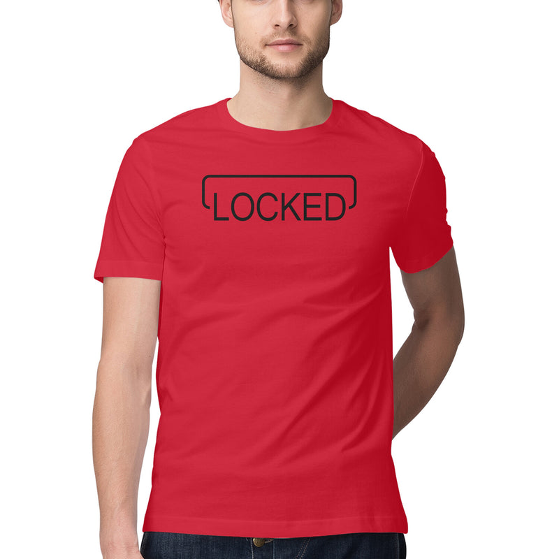 Locked Printed Round Neck Men Tshirts