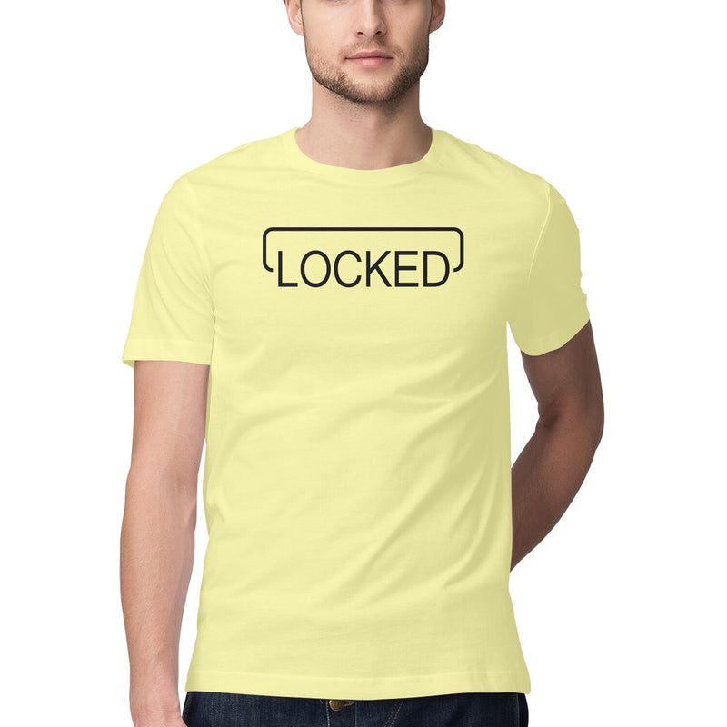 Locked Printed Round Neck Men Tshirts