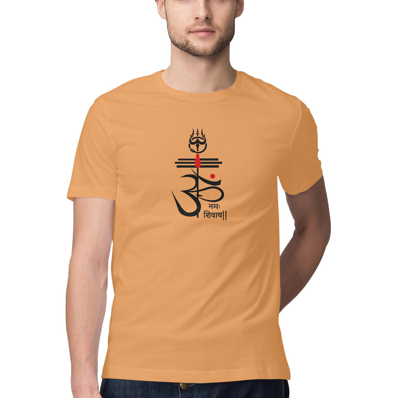 Om Printed Round Neck Men Tshirts