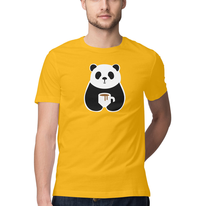 Panda Printed Round Neck Men Tshirts
