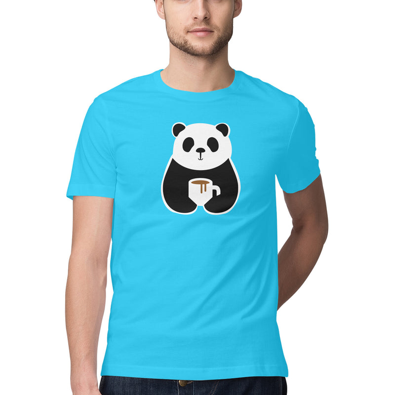 Panda Printed Round Neck Men Tshirts