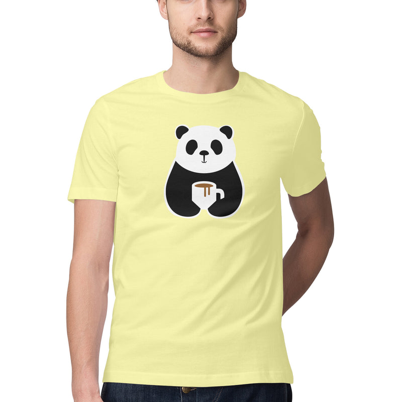 Panda Printed Round Neck Men Tshirts