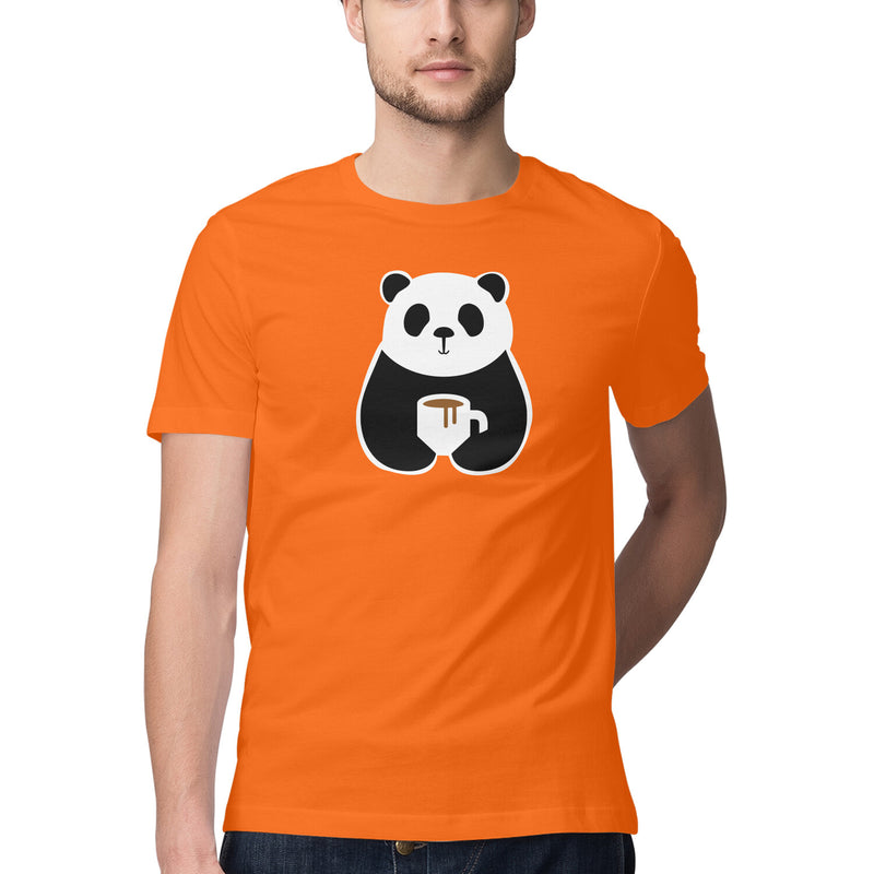 Panda Printed Round Neck Men Tshirts