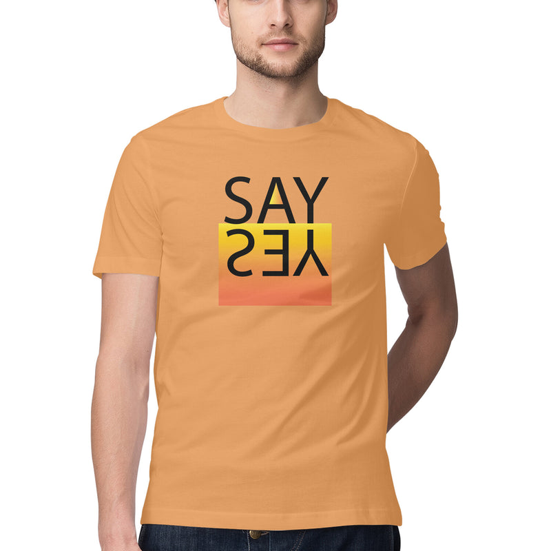 Say Yes Printed Round Neck Men Tshirts